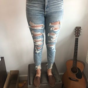 American Eagle Hi-Rise Ripped Jeggings Size 8